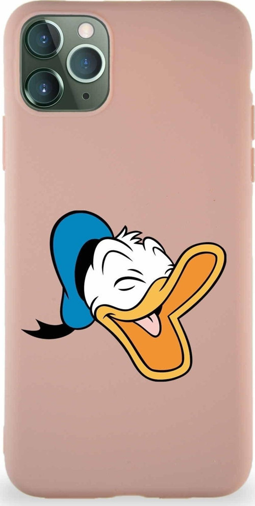Iphone 11 Pro Max Uyumlu Soft Premier Kapak Donald Duck-E Tasarımlı Silikon Kılıf - Pudra