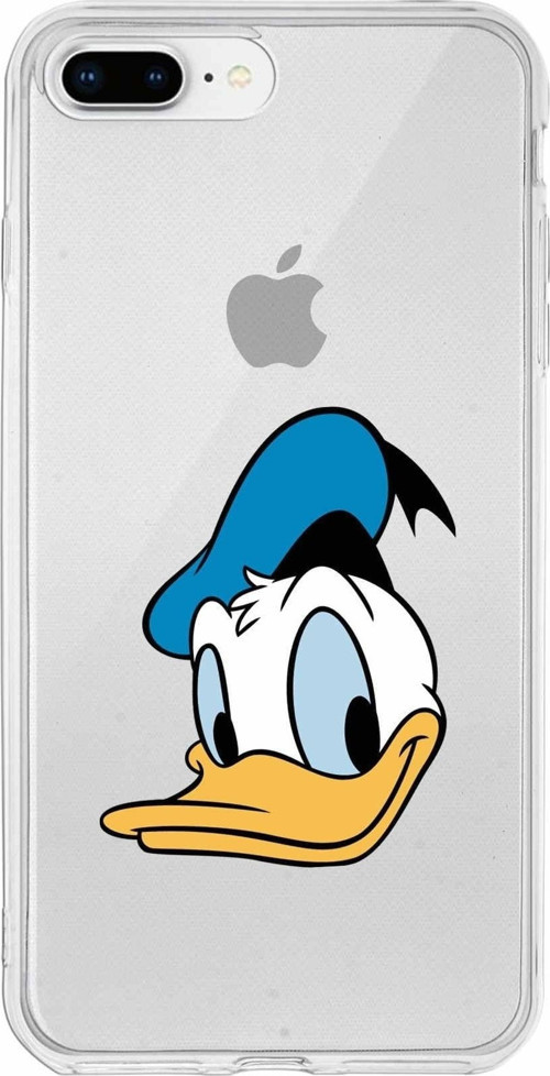 Iphone 8 Plus Uyumlu Kapak Donald Duck Tasarımlı Şeffaf Silikon Kılıf