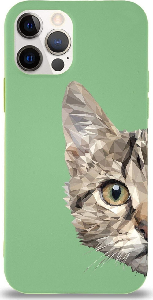 Iphone 12 Pro Uyumlu Lansman Catface Tasarımlı Altı Kapalı Içi Kadife Kaplı Kapak