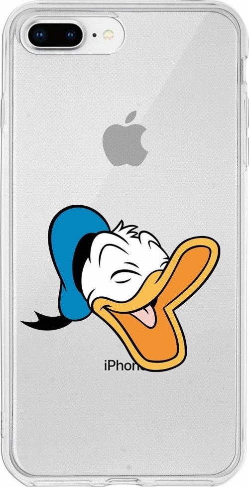 Iphone 8 Plus Uyumlu Kapak Donald Duck Tasarımlı Şeffaf Silikon Kılıf