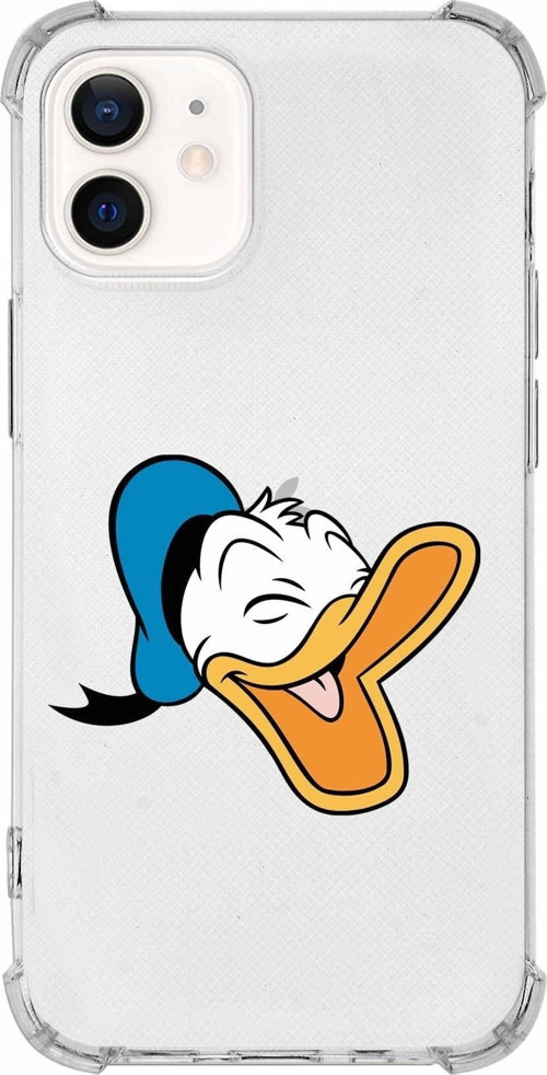 Iphone 12 Uyumlu Köşe Korumalı Antişok Kapak Donald Duck Tasarımlı Şeffaf Kılıf