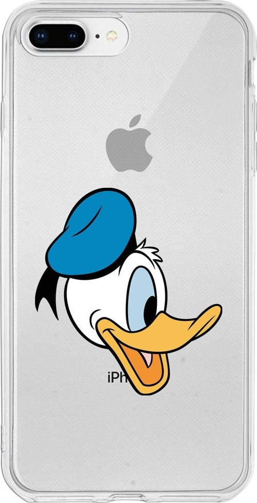 Iphone 8 Plus Uyumlu Kapak Donald Duck Tasarımlı Şeffaf Silikon Kılıf
