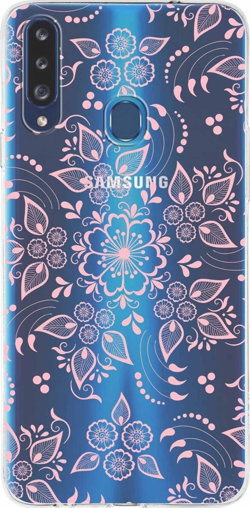 Samsung Galaxy A20S Kapak Nostalji Desen Tasarımlı Şeffaf Silikon Kılıf