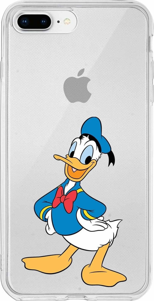 Iphone 8 Plus Uyumlu Kapak Donald Duck Tasarımlı Şeffaf Silikon Kılıf