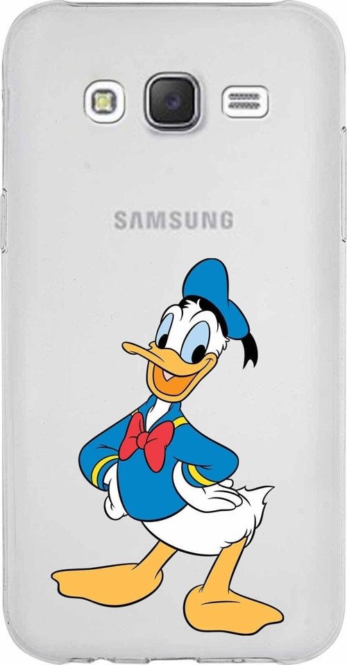 Samsung Galaxy J5 Kapak Donald Duck Tasarımlı Şeffaf Silikon Kılıf