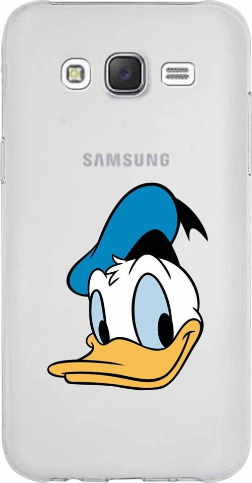 Samsung Galaxy J5 Kapak Donald Duck Tasarımlı Şeffaf Silikon Kılıf