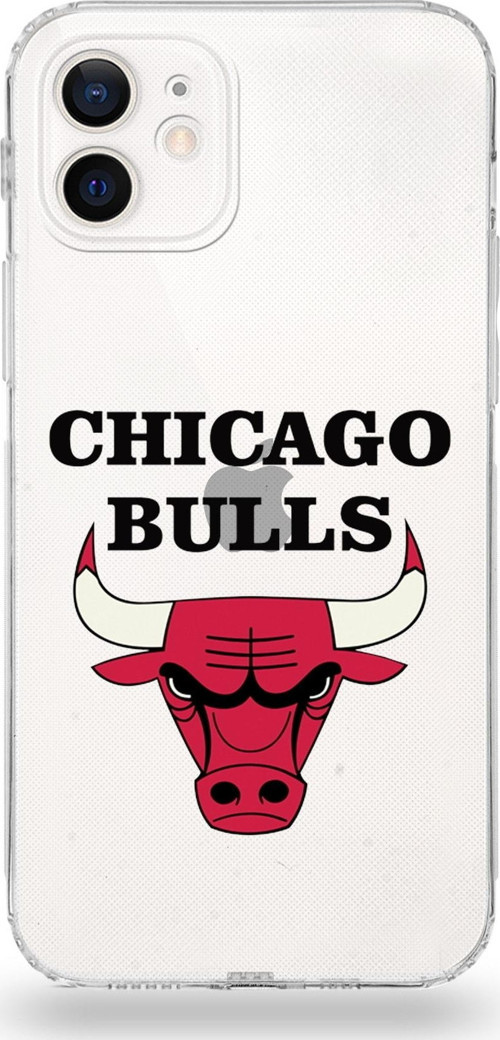 Apple Iphone 12 Mini Uyumlu Kamera Korumalı Kapak Chicago Bulls Tasarımlı Şeffaf Kılıf