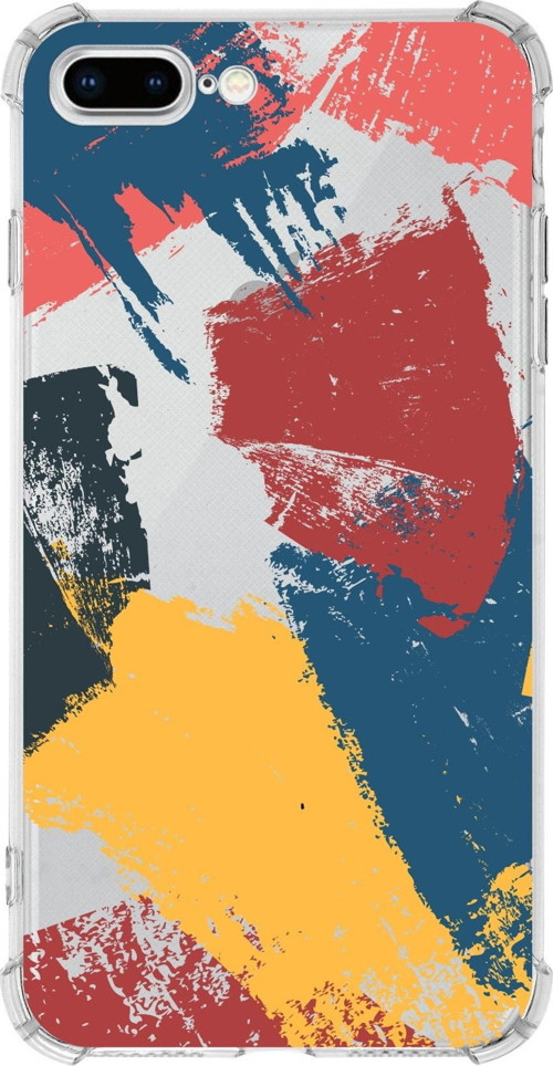 Iphone 8 Plus Uyumlu Darbe Emici Antişok Kapak Brush Stroke Tasarımlı Şeffaf Silikon Kılıf