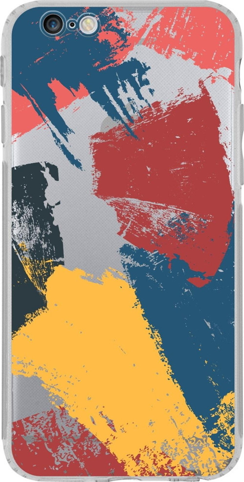 Apple Iphone 6 Plus Uyumlu Kamera Korumalı Kapak Brush Stroke Tasarımlı Silikon Şeffaf Kılıf