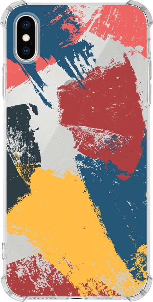 Iphone Xs Uyumlu Darbe Emici Antişok Kapak Brush Stroke Tasarımlı Şeffaf Silikon Kılıf