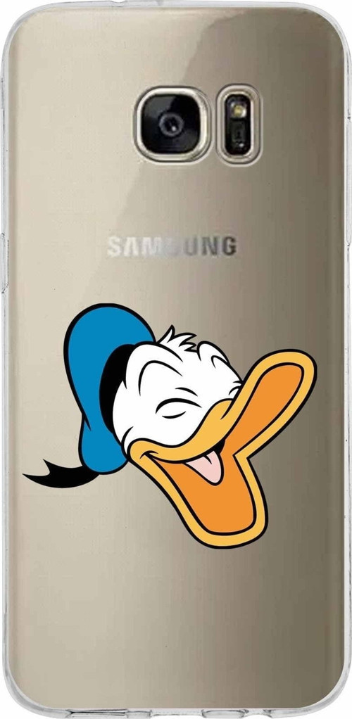 Samsung Galaxy S7 Edge Kapak Donald Duck Tasarımlı Şeffaf Silikon Kılıf