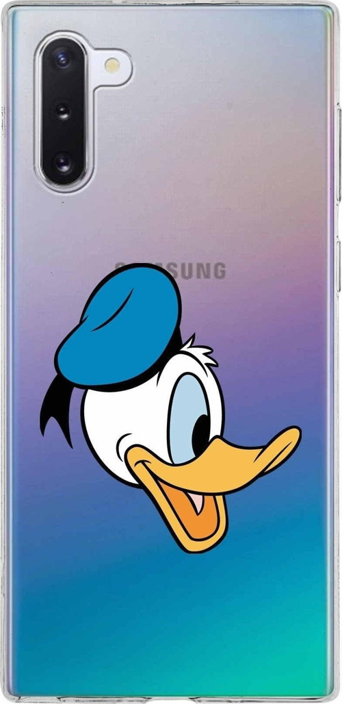 Samsung Galaxy Note 10 Kapak Donald Duck Tasarımlı Şeffaf Silikon Kılıf