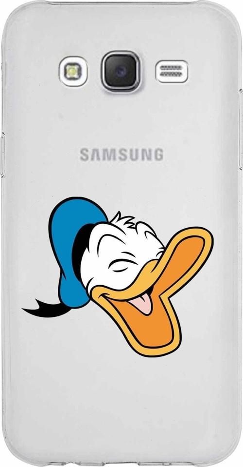 Samsung Galaxy J5 Kapak Donald Duck Tasarımlı Şeffaf Silikon Kılıf