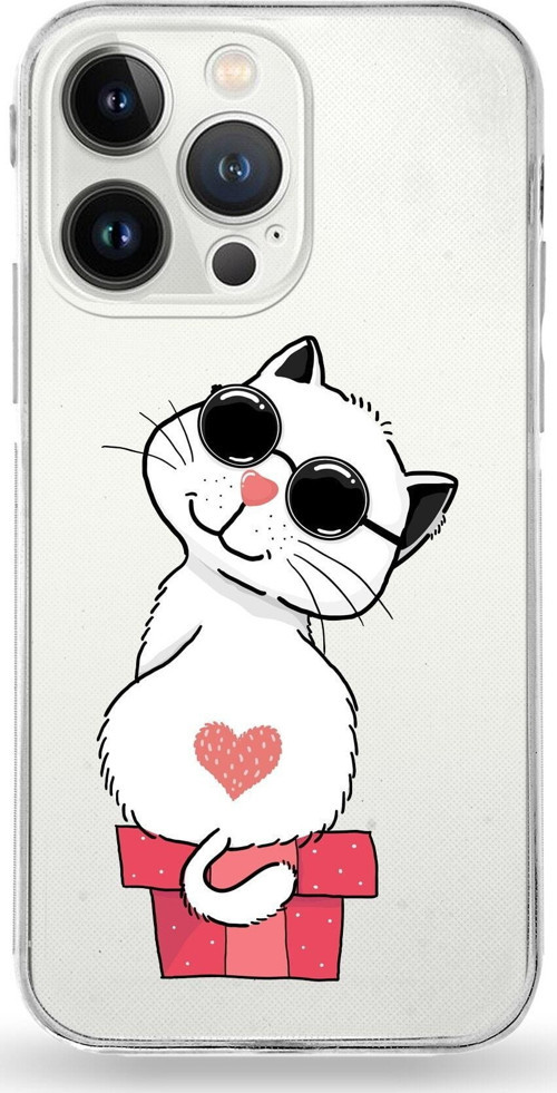 Apple Iphone 13 Pro Uyumlu Kamera Korumalı Kapak Coolcat Tasarımlı Silikon Şeffaf Kılıf