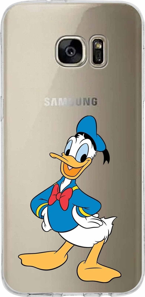Samsung Galaxy S7 Edge Kapak Donald Duck Tasarımlı Şeffaf Silikon Kılıf