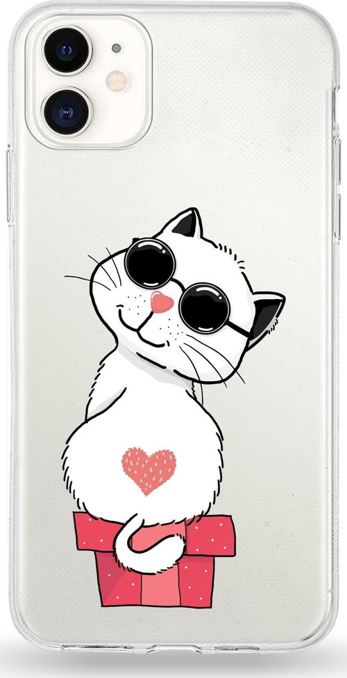 Iphone 11 Uyumlu Kapak Coolcat Tasarımlı Şeffaf Silikon Kılıf