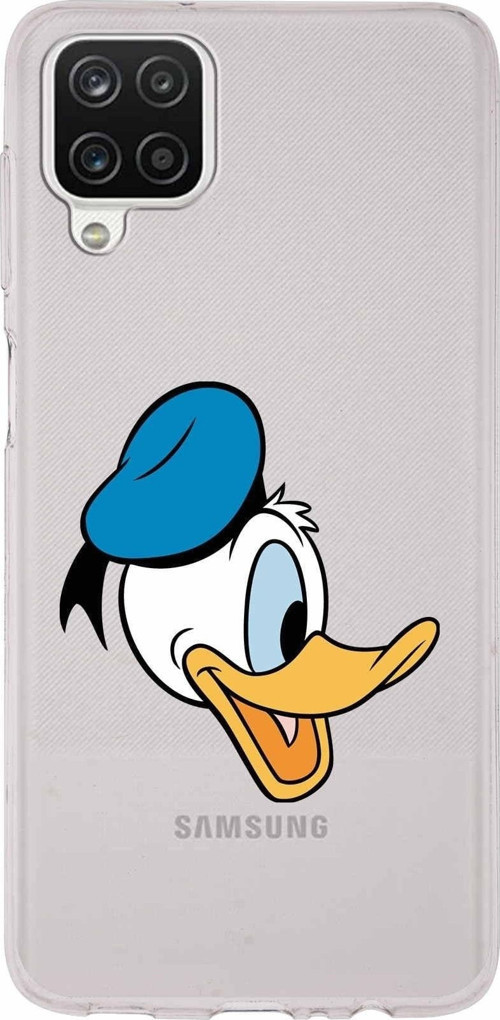 Samsung Galaxy A12 Kapak Donald Duck Tasarımlı Şeffaf Silikon Kılıf