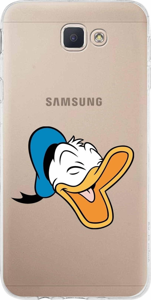 Samsung Galaxy J5 Prime Kapak Donald Duck Tasarımlı Şeffaf Silikon Kılıf
