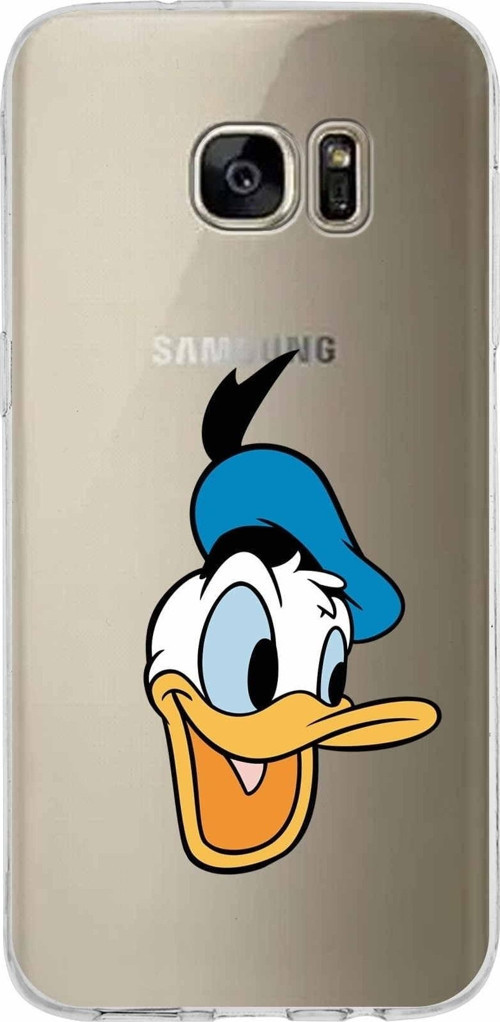Samsung Galaxy S7 Edge Kapak Donald Duck Tasarımlı Şeffaf Silikon Kılıf