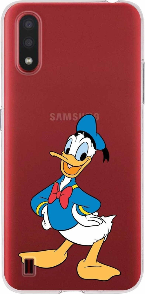 Samsung Galaxy A01 Kapak Donald Duck Tasarımlı Şeffaf Silikon Kılıf