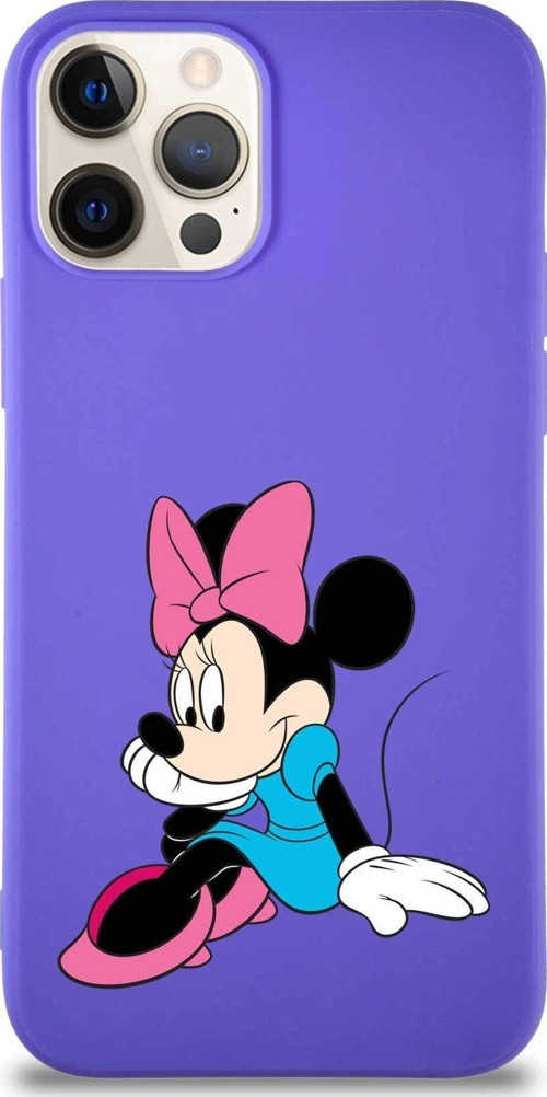 Iphone 12 Pro Uyumlu Soft Premier Kapak Minnie Mouse-E Tasarımlı Silikon Kılıf - Mor