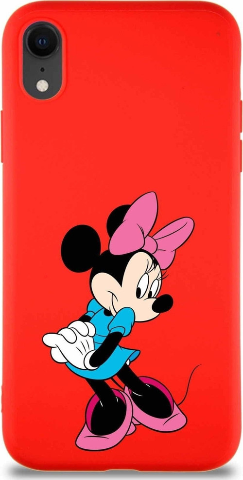 Iphone Xr Uyumlu Soft Premier Kapak Minnie Mouse-F Tasarımlı Silikon Kılıf - Kırmızı