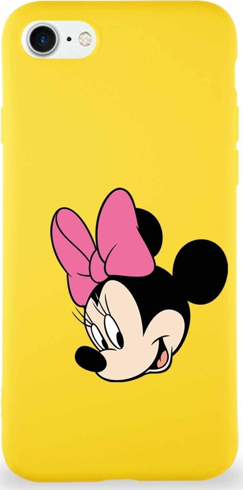 Iphone Se 2022 Uyumlu Soft Premier Kapak Minnie Mouse-B Tasarımlı Silikon Kılıf - Sarı