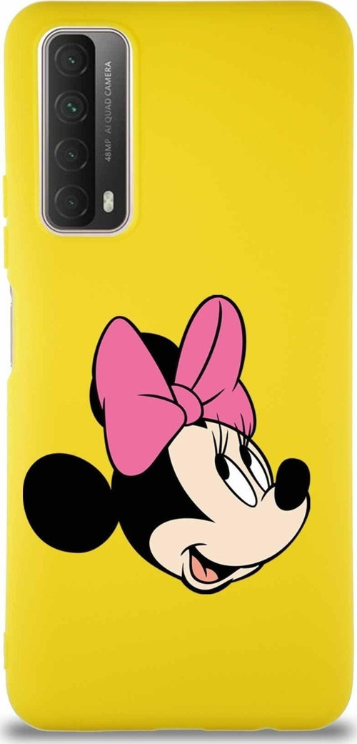 Huawei Y7A Soft Premier Kapak Minnie Mouse-A Tasarımlı Silikon Kılıf - Sarı