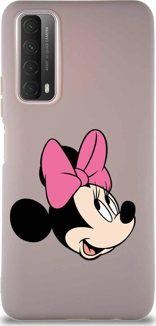 Huawei Y7A Soft Premier Kapak Minnie Mouse-A Tasarımlı Silikon Kılıf - Pudra