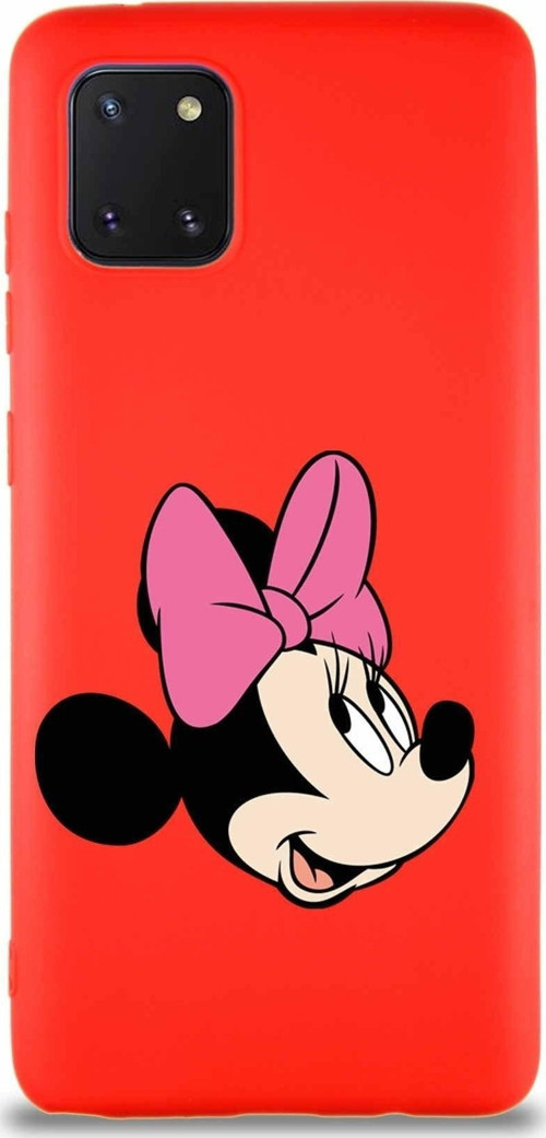 Samsung Galaxy Note 10 Lite Soft Premier Kapak Minnie Mouse-A Tasarımlı Silikon Kılıf - Kırmızı