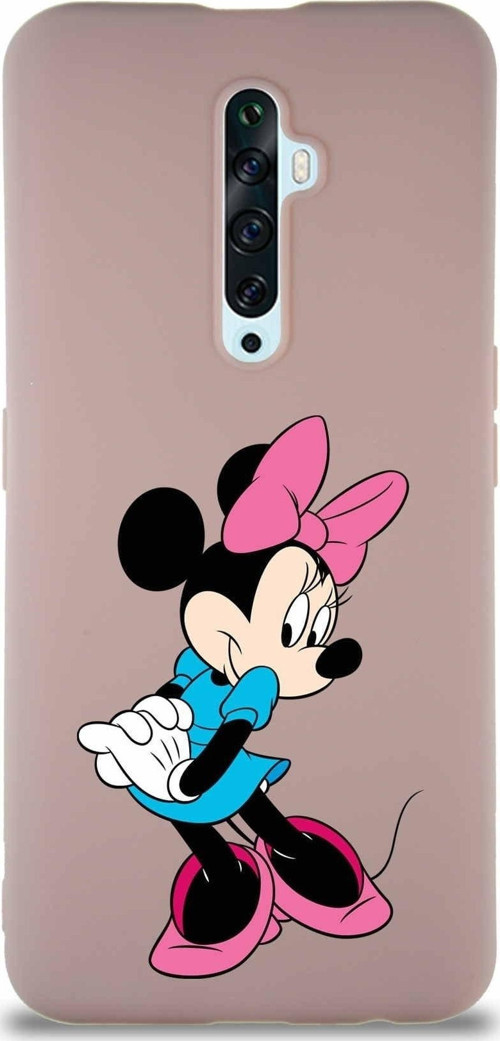 Oppo Reno 2Z Soft Premier Kapak Minnie Mouse-F Tasarımlı Silikon Kılıf - Pudra