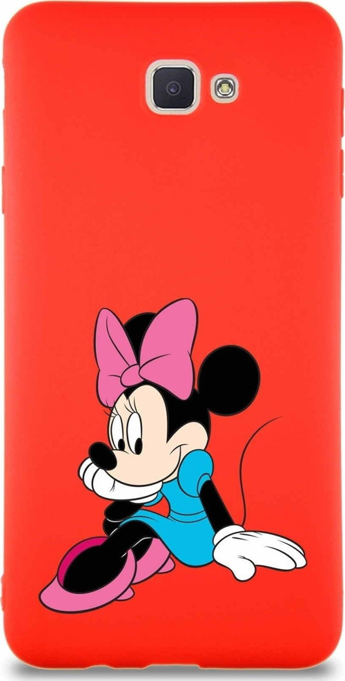 Samsung Galaxy J7 Prime 2 Soft Premier Kapak Minnie Mouse-E Tasarımlı Silikon Kılıf - Kırmızı