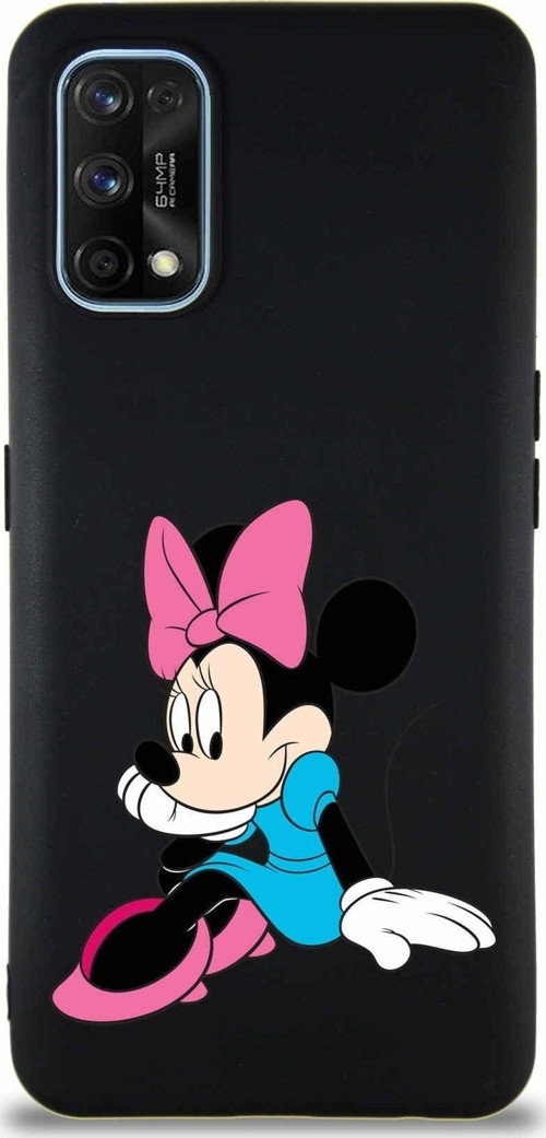 Realme 7 Pro Soft Premier Kapak Minnie Mouse-E Tasarımlı Silikon Kılıf - Siyah