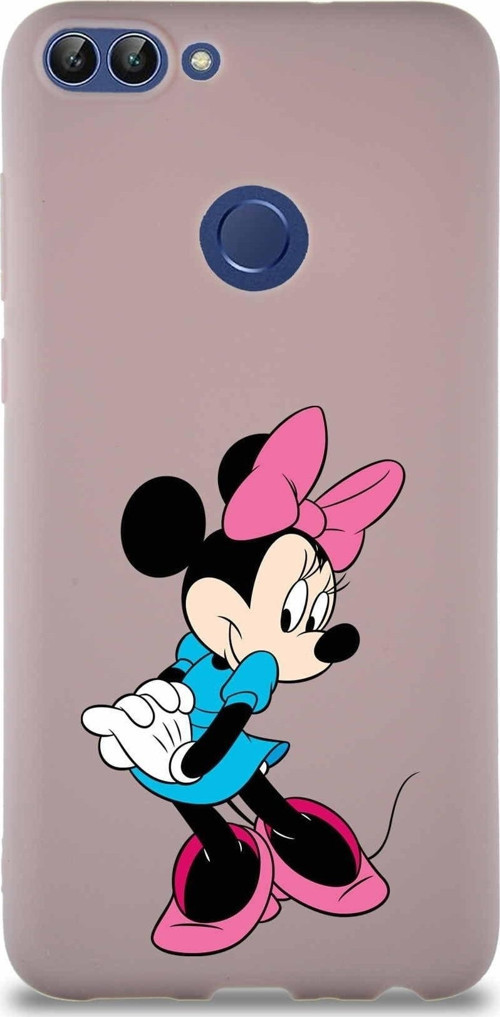Huawei P Smart Soft Premier Kapak Minnie Mouse-F Tasarımlı Silikon Kılıf - Pudra