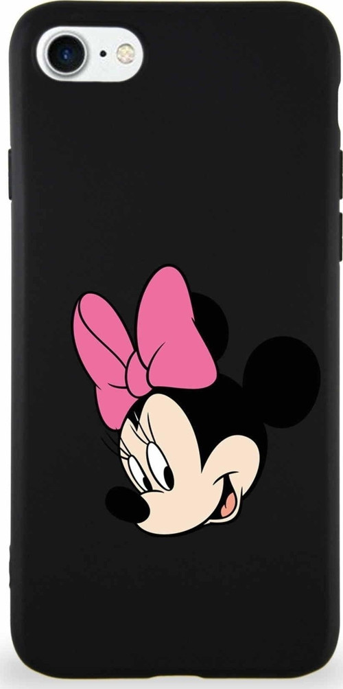 Iphone Se 2022 Uyumlu Soft Premier Kapak Minnie Mouse-B Tasarımlı Silikon Kılıf - Siyah