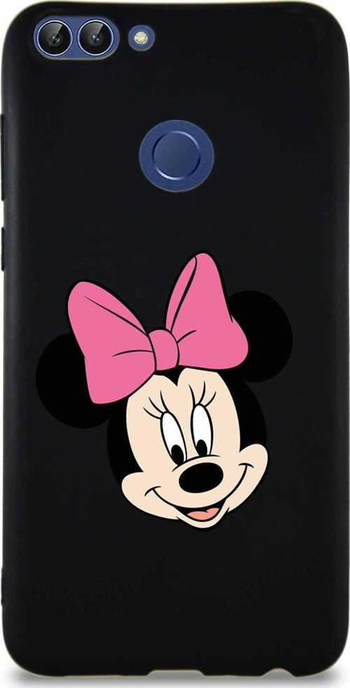 Huawei P Smart Soft Premier Kapak Minnie Mouse-C Tasarımlı Silikon Kılıf - Siyah