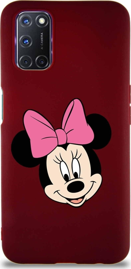 Oppo A72 Soft Premier Kapak Minnie Mouse-C Tasarımlı Silikon Kılıf - Mürdüm