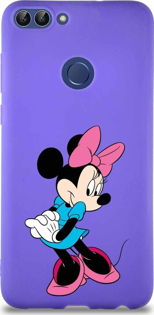 Huawei P Smart Soft Premier Kapak Minnie Mouse-F Tasarımlı Silikon Kılıf - Mor