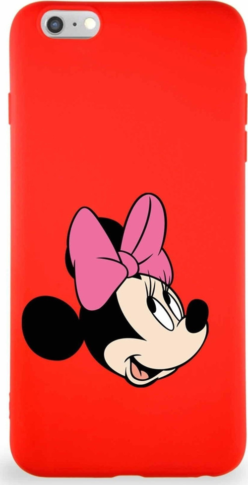 Iphone 6S Plus Uyumlu Soft Premier Kapak Minnie Mouse-A Tasarımlı Silikon Kılıf - Kırmızı