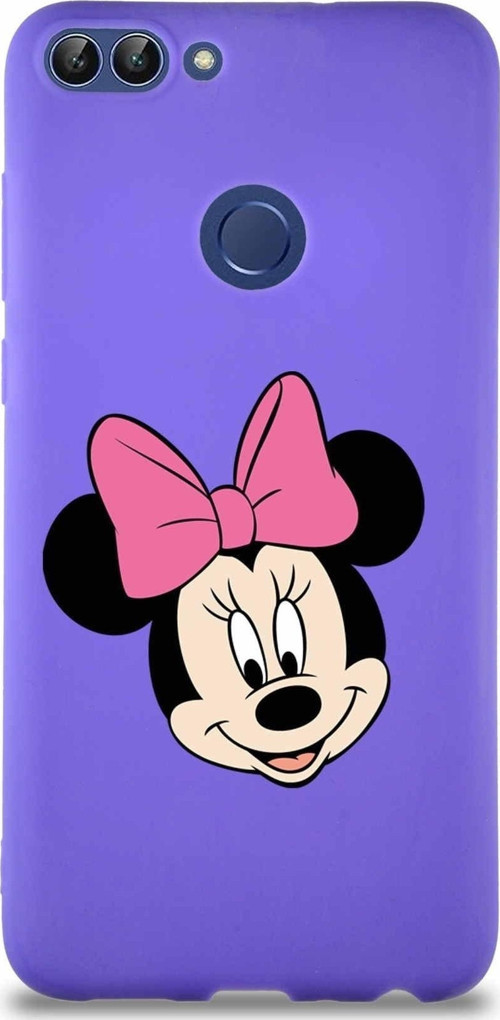 Huawei P Smart Soft Premier Kapak Minnie Mouse-C Tasarımlı Silikon Kılıf - Mor