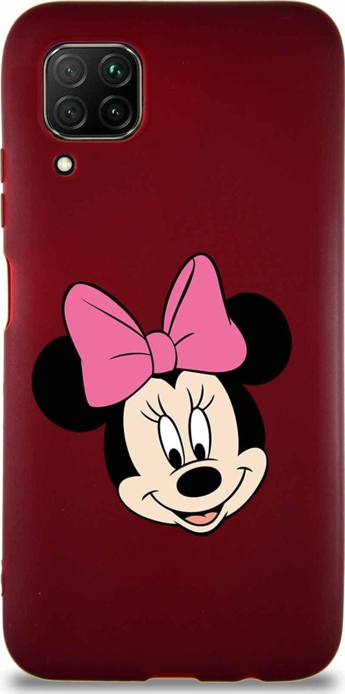 Huawei P40 Lite Soft Premier Kapak Minnie Mouse-C Tasarımlı Silikon Kılıf - Mürdüm