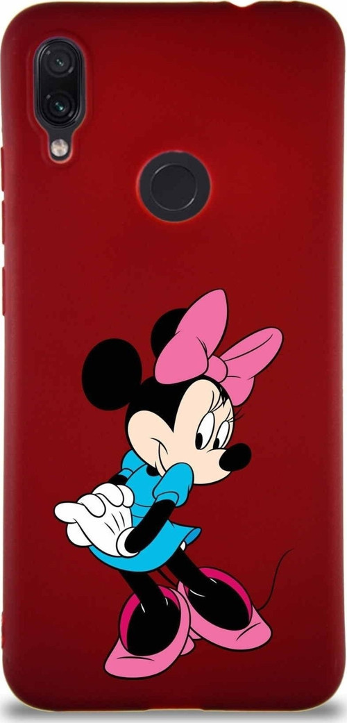 Xiaomi Redmi Note 7 Pro Soft Premier Kapak Minnie Mouse-F Tasarımlı Silikon Kılıf - Mürdüm