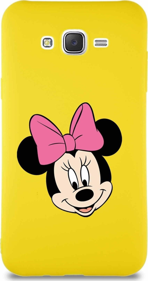 Samsung Galaxy J7 Core Soft Premier Kapak Minnie Mouse-C Tasarımlı Silikon Kılıf - Sarı