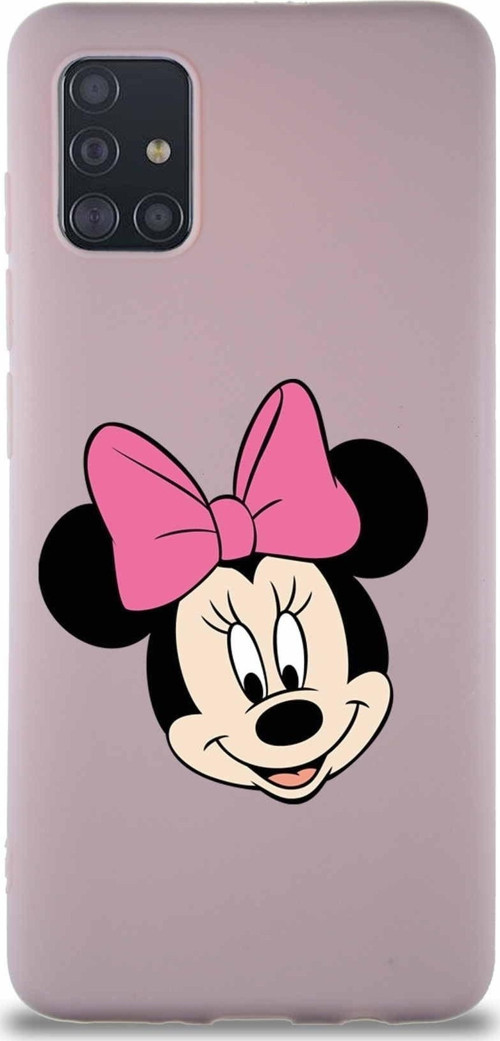 Samsung Galaxy M31S Soft Premier Kapak Minnie Mouse-C Tasarımlı Silikon Kılıf - Pudra
