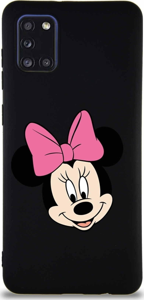 Samsung Galaxy A31 Soft Premier Kapak Minnie Mouse-C Tasarımlı Silikon Kılıf - Siyah