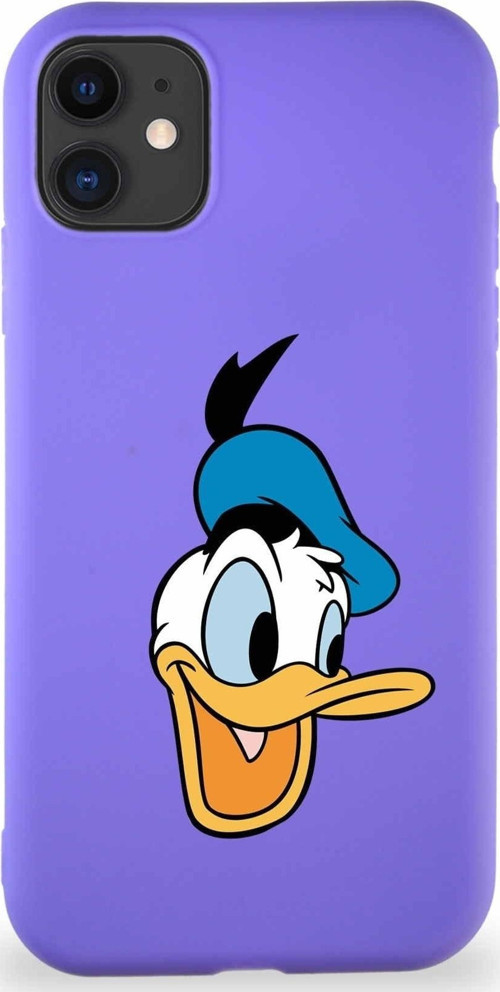 Iphone 11 Uyumlu Soft Premier Kapak Donald Duck-A Tasarımlı Silikon Kılıf - Mor