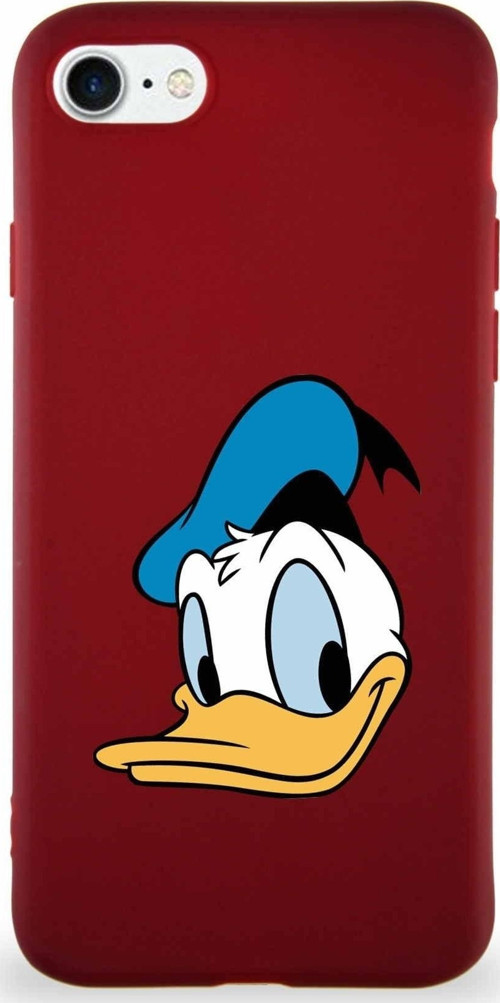 Iphone Se 2022 Soft Uyumlu Premier Kapak Donald Duck-B Tasarımlı Silikon Kılıf - Mürdüm