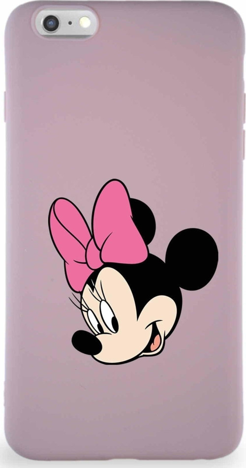 Iphone 6 Plus Uyumlu Soft Premier Kapak Minnie Mouse-B Tasarımlı Silikon Kılıf - Pudra
