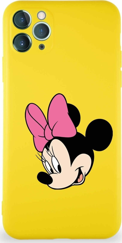 Iphone 11 Pro Max Uyumlu Soft Premier Kapak Minnie Mouse-B Tasarımlı Silikon Kılıf - Sarı