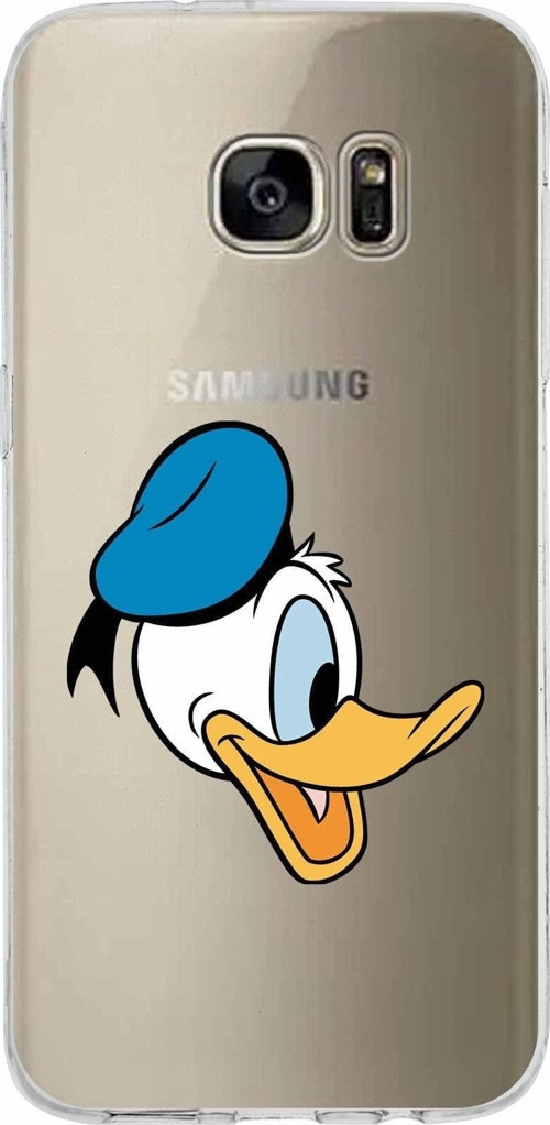 Samsung Galaxy S7 Edge Kapak Donald Duck Tasarımlı Şeffaf Silikon Kılıf